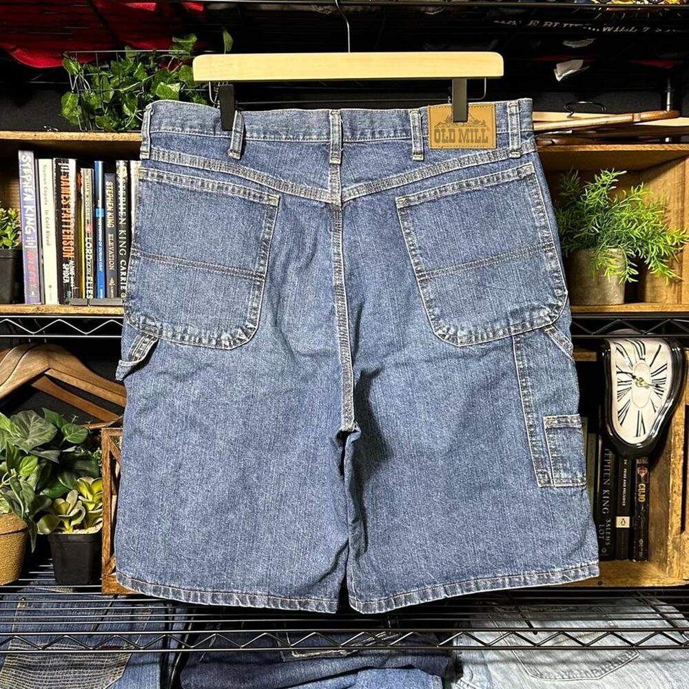 Old Mill Baggy Carpenter Jean Shorts Mens 36" Blue Denim Skater Jorts